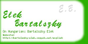 elek bartalszky business card